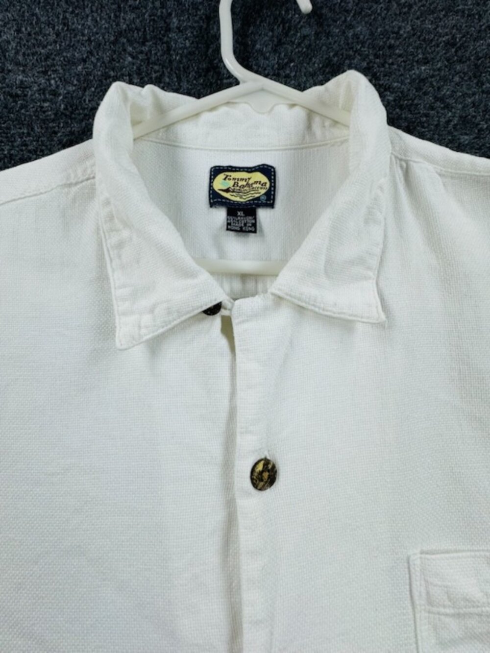 Tommy Bahama Marlin Waffle Logo XL White Short Sleeve Button Up Men Beach Casual